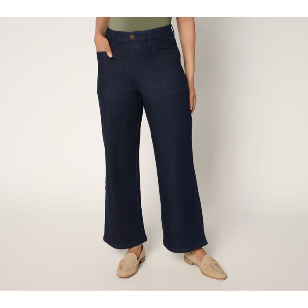Joan Rivers Classics Collection Women's Pants Sz 14 Wide-Leg Denim Blue